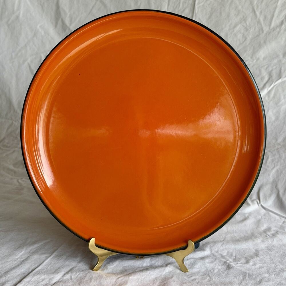VTG Otagiri OMC Japan Orange Enamelware Plate 11"
